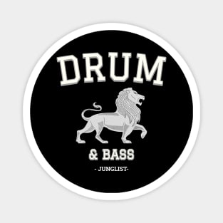 DRUM & BASS  - College Font Lion (white) Magnet